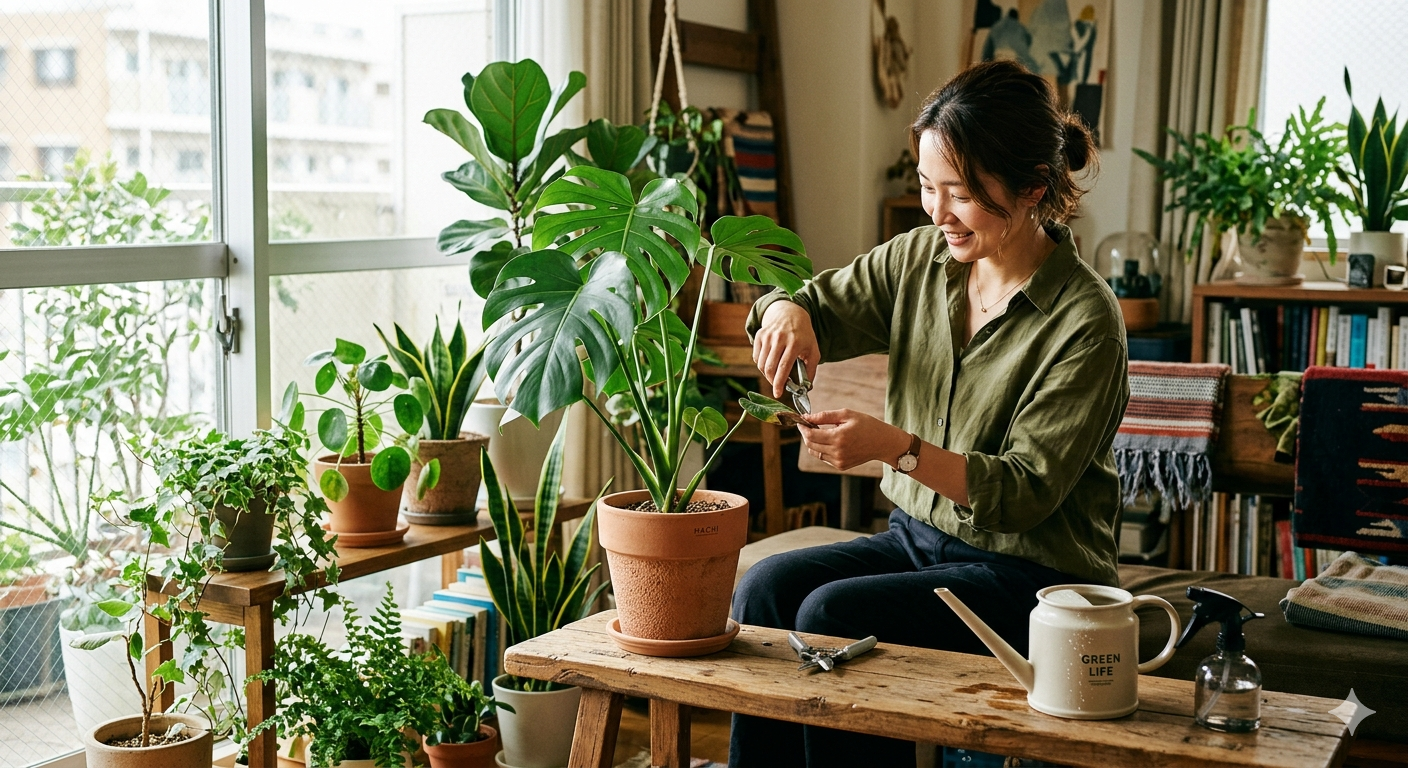 観葉植物の手入れ